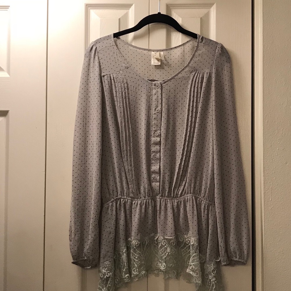 [Sm] EUC Long Sleeve Sheer Blouse.